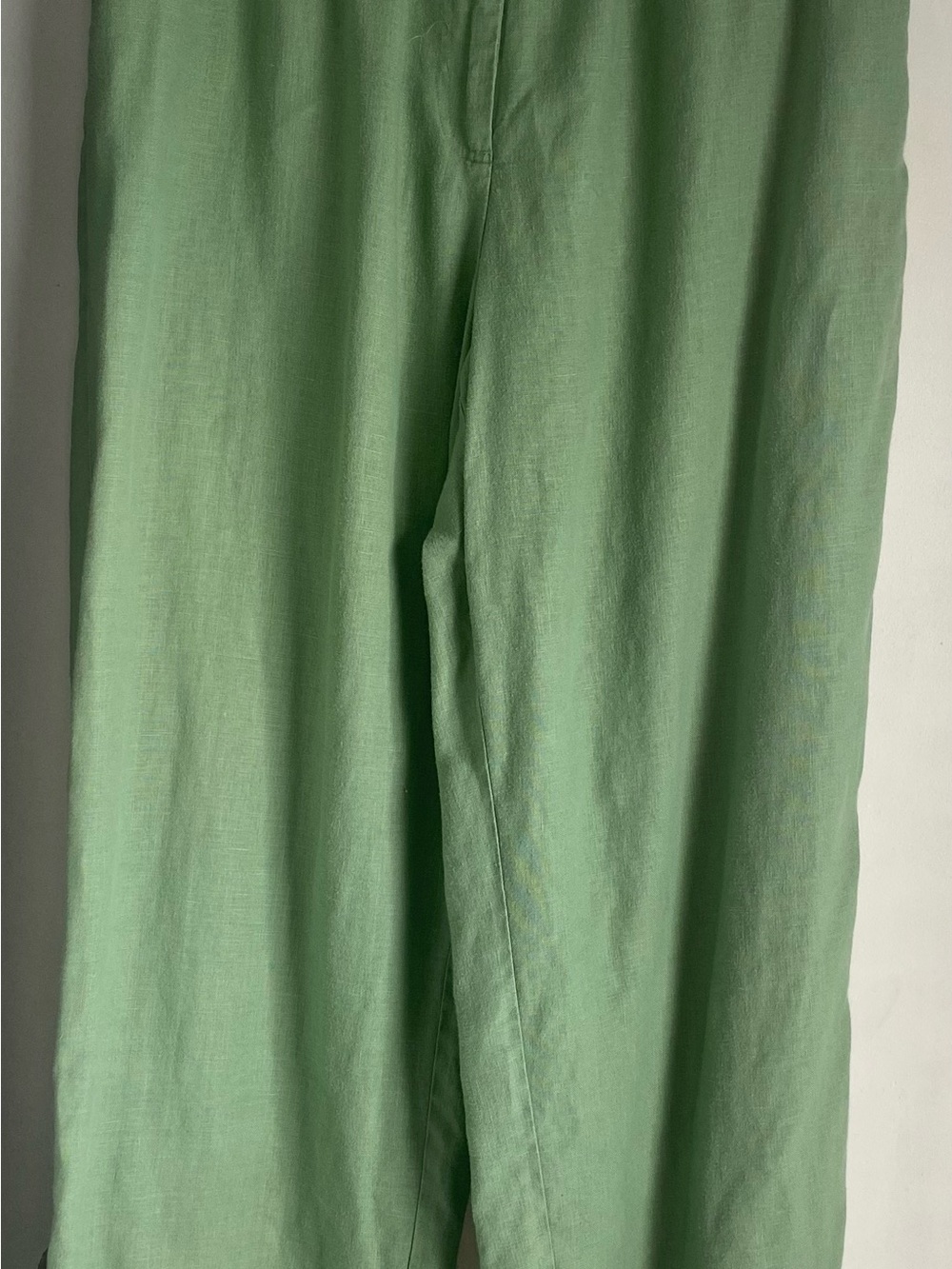 JM Collection Light Green Straight-Leg Linen Pants